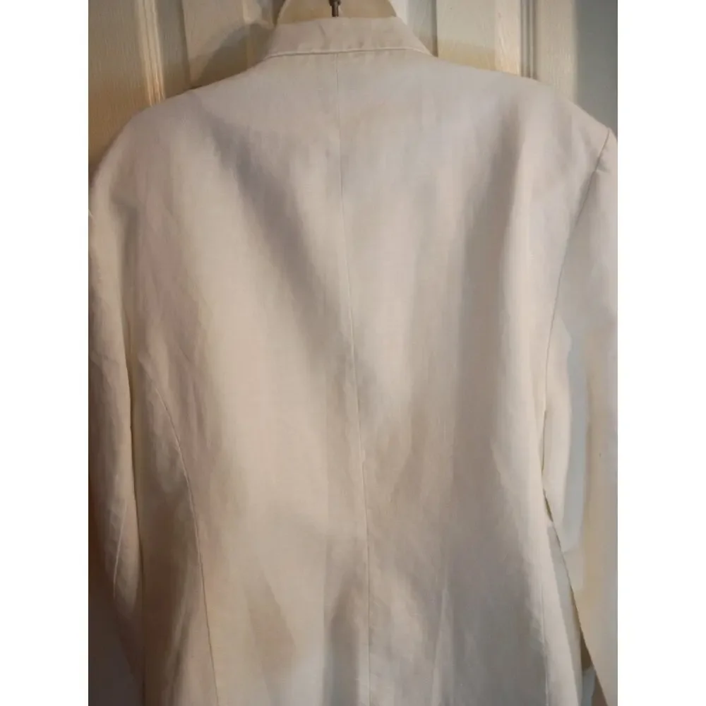 Paul Harris Design Linen Cotton Open Jacket White Zip Pockets Sz XL - Picture 7 of 10